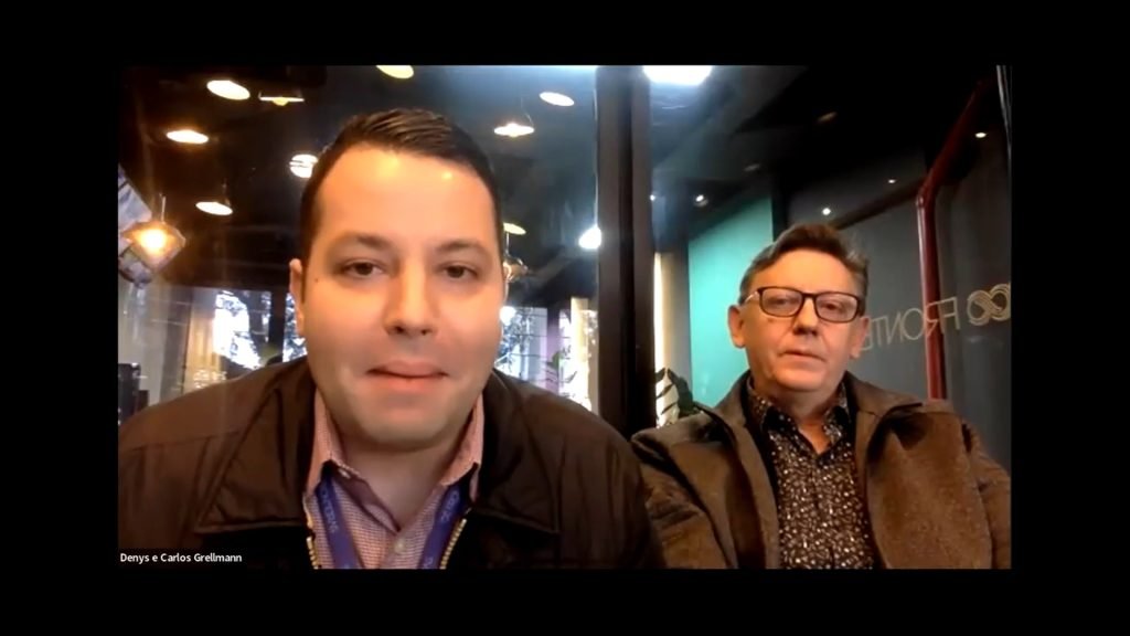 Denys Grellmann e Carlos Grellmann em entrevista em ambiente interno redação da 100fronteiras