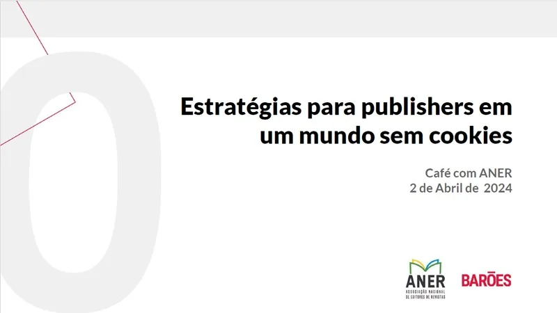 Tela em branco abre apresentação sobre estratégias para publishers em um mundo sem cookies de Bruno Costa