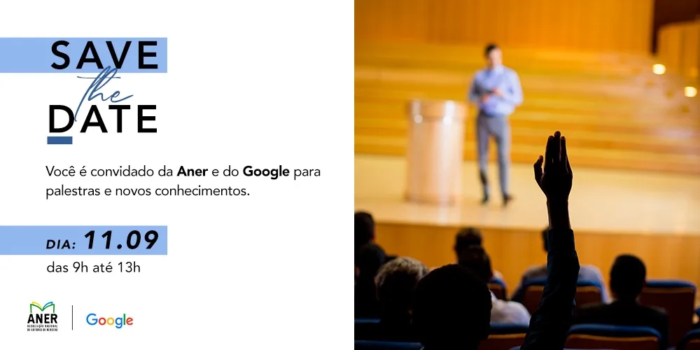 card em fundo branco convida para o encontro exclusivo com especialistas do Google para associados Aner