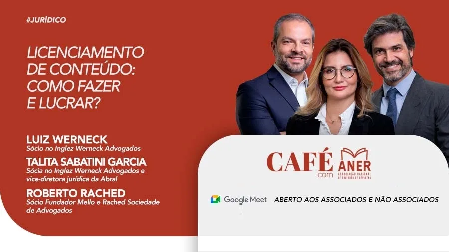 Card em fundo vermelho fala sobre o café com aner sobre licenciamento de marcas