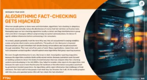 relatório Tech Trends Report fala, na sua segunda parte sobre midia, na questão dos verificadores de notícias