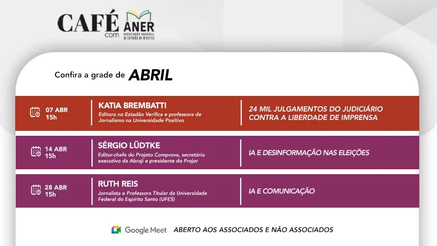 GRade Café com Aner Abril de 2026 Katia Brembatti Sérgio Lüdtke e Ruth Reis