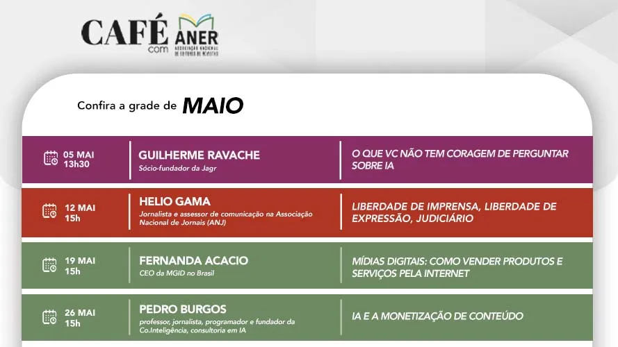 Inteligência artificial, monetização e liberdade de imprensa: vêm aí os Cafés com Aner de maio